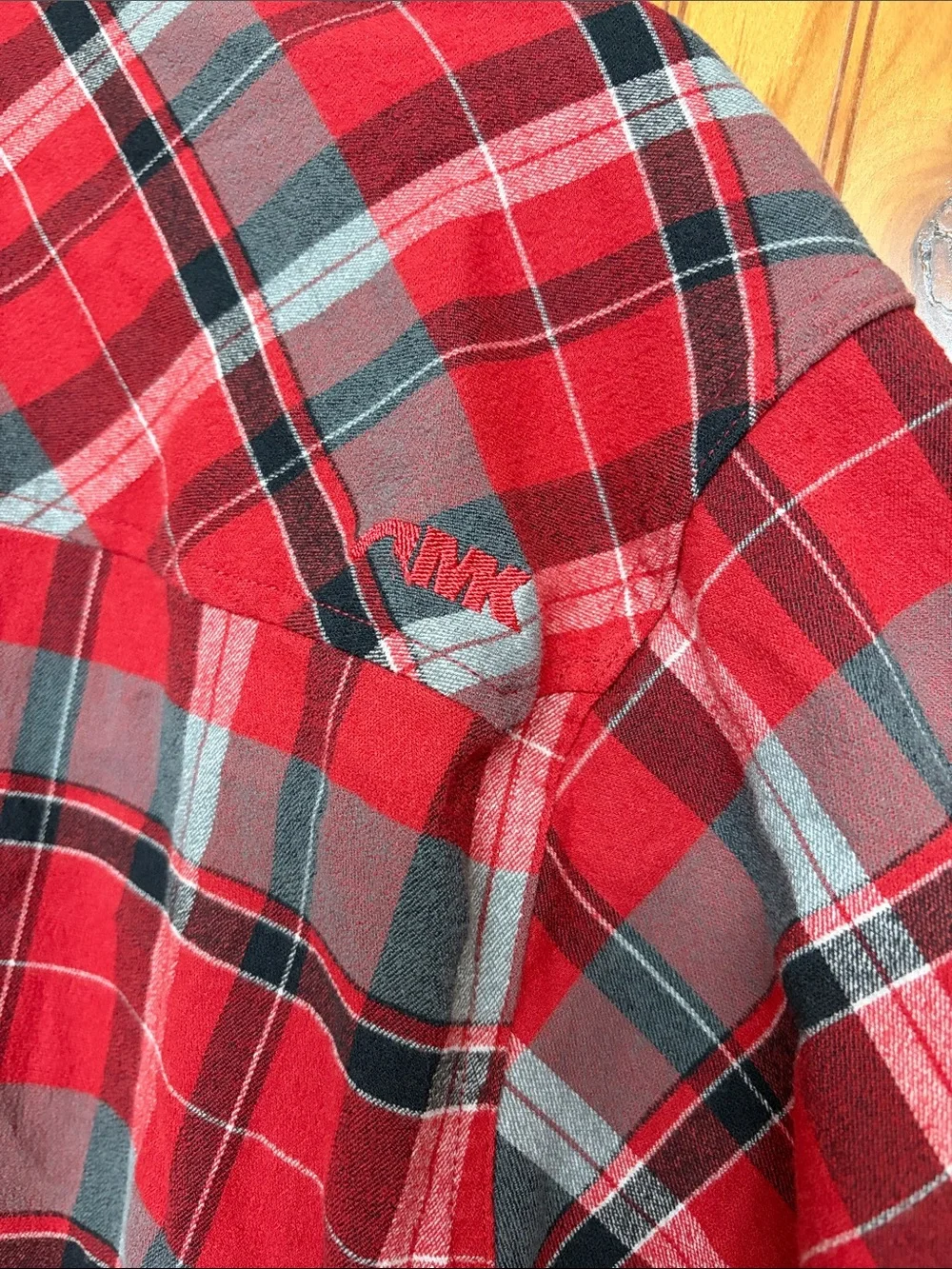 Mountain Khakis Men’s Red and Gray Plaid Wool Blend Flannel Button-Down Shirt. L